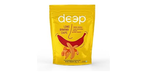Deep Chips de plátano largo de chile rojo - Snacks listos para comer - 100% naturales - 7 onzas