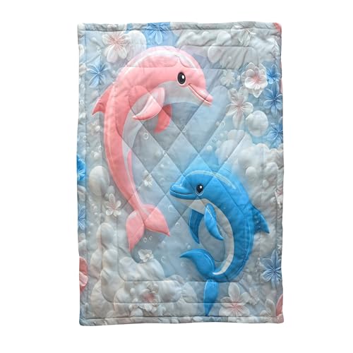 Image of Kids Single Bed Comforter Blanket Lightweight AC Quilt for All Seasons | 60 x 90 inches Ultra Soft Single Bed Blanket (Dolphin, Kids Comforter)