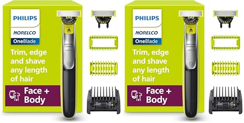 Image of Philips Norelco for Face + Body, Electric Beard Trimmer, Shaver and Groomer, 5in1 Adjustable Comb, 1x Body Kit, Model QP2834 /70, Black /Lime Green (Pack of 2)