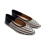 Gioseppo TARINE - Bailarinas Bicolor de Piel con Patrón de Rayas para Mujer, Mules Destalonadas, Suela Flexible de TPR, Color Negro, Talla 36