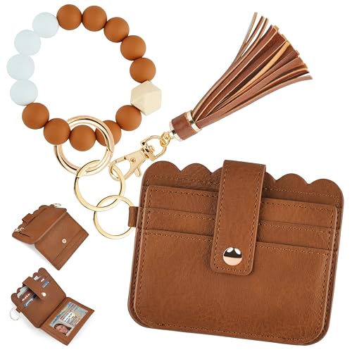 Image of Wristlet Wallet for Women with Keychain - RFID Card Holder Small Wallet Wristlet with Key Ring