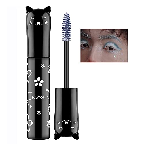 Colored Waterproof Mascara for Eyelashes, 6 Color Colorful Mascara Long Lasting Thick Mascara Rainbow Color Fiber Charming Mascara Makeup, Cosplay Brown White Black Pink Purple Blue Eye Lashes Party Stage Use (#01 White)
