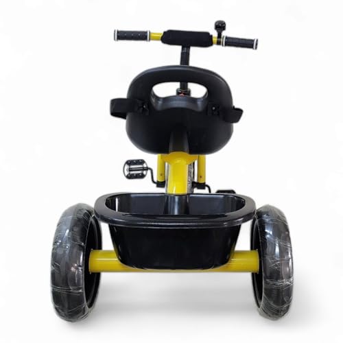 Image of MEKASHI T-001MW Plug N Play Kids Trike /Baby Tricycle, Big Size Storage Basket, Bell, Comfortable Seat with Seat Belt, 12 to 48 Months, Load Upto 35Kg, Easy Assembly, Heavy Guage Steel Frame, Yellow