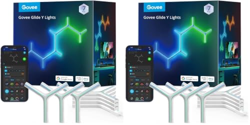 Image of Govee Glide Y RGBIC LED Wall Lights, Smart Wi-Fi Gaming Lights with Music Sync, DIY and Timer Feature, LED Lights for Gaming Room, Wall Light 14 Pack