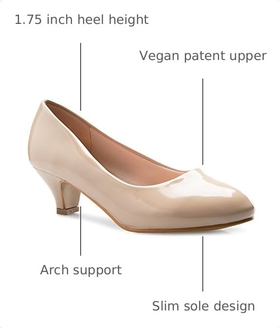 Image of Olivia K Women's Classic Closed Toe Kitten Heel Pumps | Dress, Work, Party Low Heeled