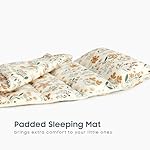 Wake In Cloud - Toddler Nap Mat with Pillow and Blanket, for Kids Girls in Kindergarten Daycare Preschool Pre K, Roll Up Sleeping Bag, Floral Botanical Flowers, Orange Cream, Standard - Image 4