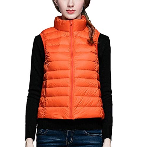 HX fashion Abrigo Chaleco De Mujer Chaqueta para Plumón De Plumón Tamaños Cómodos Abrigada Ultraligera para Invierno Chaleco Acolchado Chaqueta De Transición (Color : Naranja, One Size : XL)