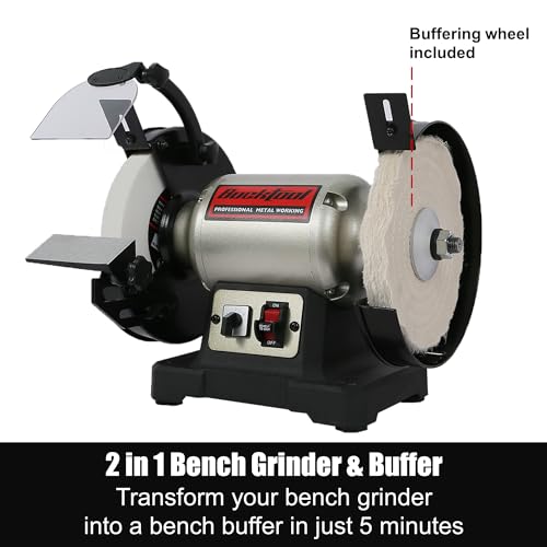 BUCKTOOL 8 inch Dual Speed Bench Grinder & Buffer, Professional Low High Speed Bench Grinder Buffer with Cast Iron Base TDS-200DS - Image 5