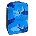 Boîte de rangement pour chaussures de voyage et utilisation quotidienne - Motif requin bleu - Portable - Étanche jusqu'à 11 m - Avec double fermeture éclair - 4 poches