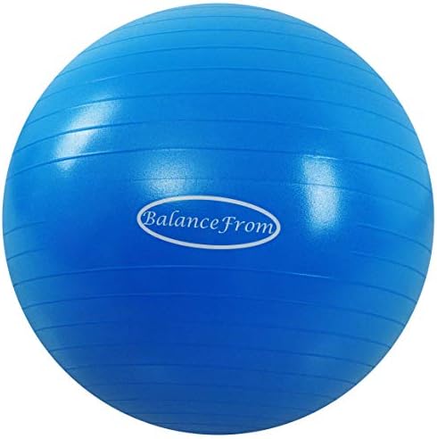 BalanceFrom Anti-Burst and Slip Resistant Exercise Ball Yoga Ball Fitness Ball Birthing Ball with Quick Pump, 2,000-Pound Capacity, Blue, 58-65cm, L