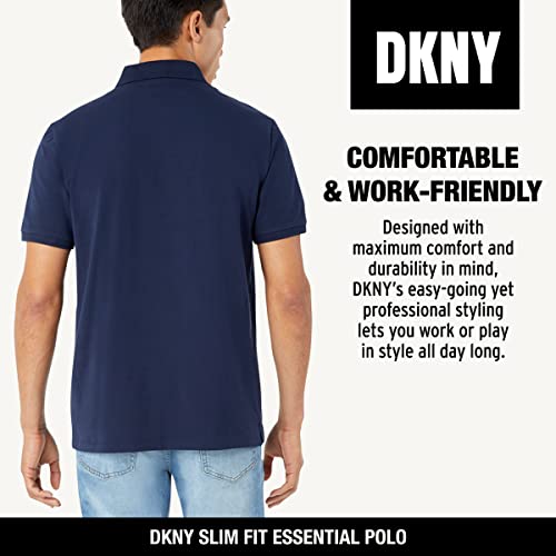 Dkny Men’s Polo Shirt – Cotton Mens Short Sleeve Polo Shirts | No Curl Collar Quick Dry Regular Fit Moisture-Wicking Golf Shirt For Men (Sizes: S-2Xl) Navy #TOP4