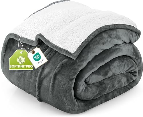 Utopia Bedding Sherpa Blanket Queen Size (Grey, 90x90 Inches) - S...
