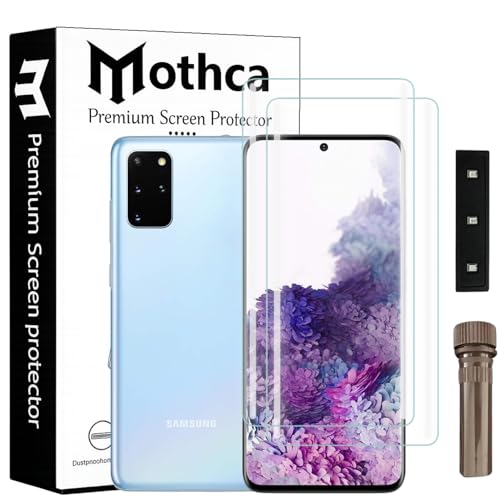 Image of Mothca Curved UV Tempered Glass Screen Protector for Samsung Galaxy S20 Plus | Transparent | Pack of 2 | Borderless Full Screen Coverage with UV Installation Kit