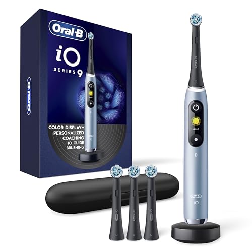 Oral-B iO Series 9 Electric Toothbrush with 4 Brush Heads, Aqua Alabaster