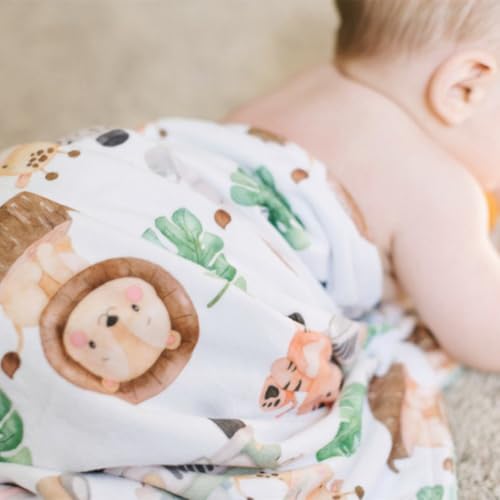 Image of Baby Blanket for Girls Boys Animal Minky Super Soft Double Layer Receiving Blanket with Dotted Backing for Newborns Nursery Stroller Receiving Toddlers Crib Bedding 30x40Inch (Lion Elephant)