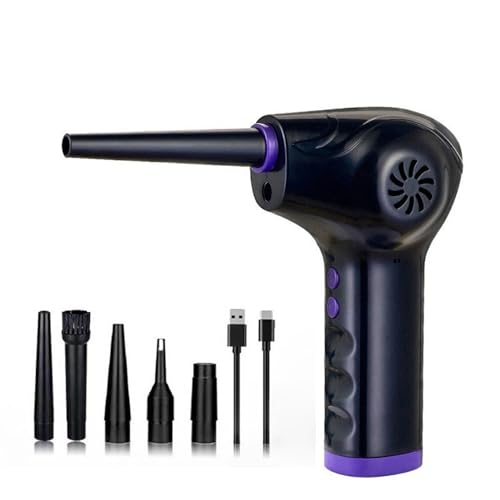 TOPINCN Compressed Air Duster, Air Duster 60000RPM Powerful Adjustable Dust Blower 2 Speed, Electric Handheld Turbo Fan with Light, Include 5 Nozzles, for PC, Car, Computer, Keyboard