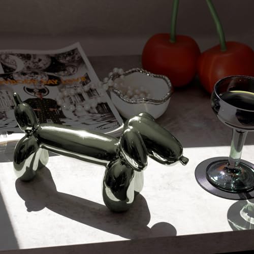 Figura decorativa perro globo de resina verde miniatura 4