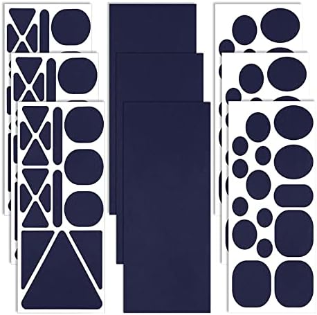 95 Pcs Down Jacket Patches Nylon Repair Tape Self-Adhesive Repair Patch Sleeping Bag Patch for Jacket Tent Outerwear Repair, 9 Sheet DIY Shape (Dark Blue)
