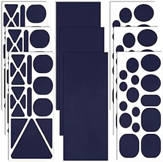 95 Pcs Down Jacket Patches Nylon Repair Tape Self-Adhesive Repair Patch Sleeping Bag Patch for Jacket Tent Outerwear Repair, 9 Sheet DIY Shape (Dark Blue)