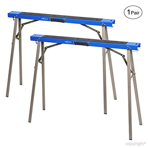 HICO Sawhorse Folding Legs Portable Metal Heavy Duty - Adjustable 5 Heights Twin Pack, 1200 lb Weigh - //coolthings.us