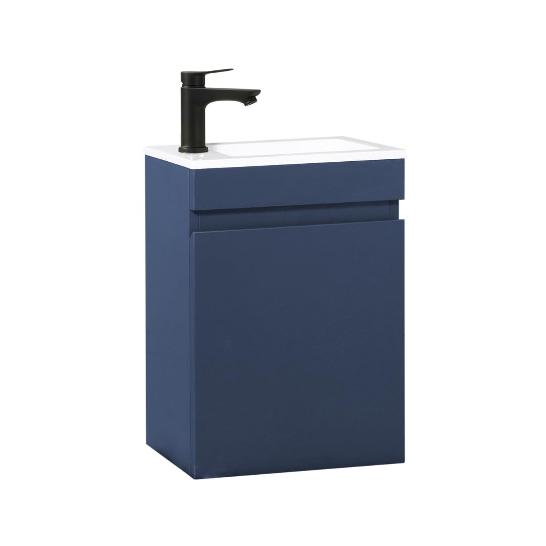 Kometmöbel Cloakroom Vanity Unit With Wash Basin Bathroom Vanity 40cm Wall Hung (Blue 40cm, Without Tap)