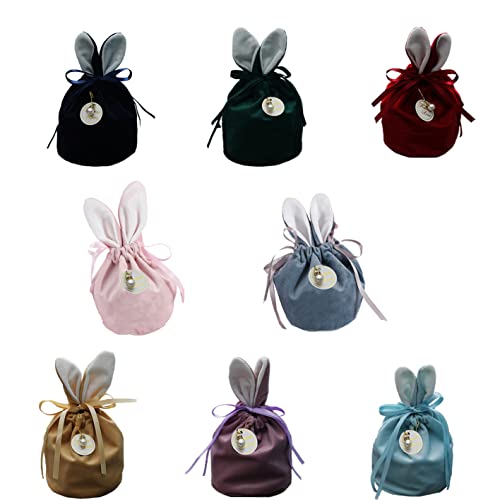 Flanell Hasenohren Süßigkeits Beutel, 8 Stück, Geschenktüten mit kleiner Perlenverzierung, Schmuckbeutel, Partytüten für Geburtstags-Hochzeitstüten Cover