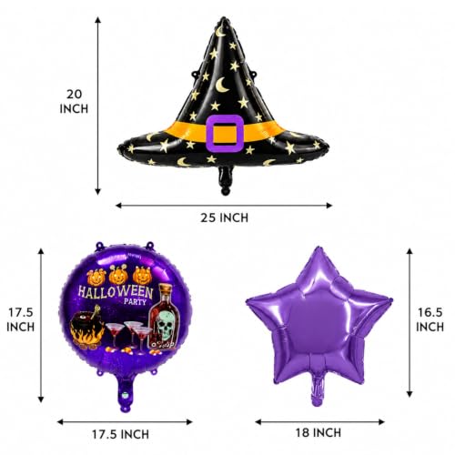 Image of Halloween Balloon Set oF 5 Piece Witch Hat, Star and Round Balloons