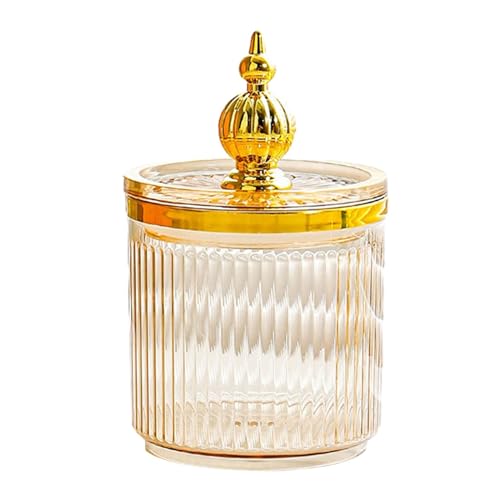 Fonowx Scatola porta cotton fioc Porta batuffoli di cotone Dispenser Custodia per attrezzi per trucco Contenitore per dischetti rotondi in cotone con, Ambra