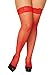 Seven Til Midnight Women's Plus-Size Fishnet Thigh High With Lace Top Stocking, Red, Queen Size