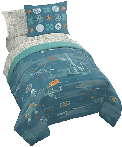 Image of Marvel Fantastic Four Twin Comforter Set 5 Piece Superhero Bedding, Blue | Bed in a Bag, Comforter Sheets Sham Pillowcase, Official Product, Soft Microfiber, Machine Washable, Easy Care, Kids Gift