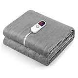 Electric Heated Blanket Twin Size 62"x84" - 1-10 Hour Timer, 6 Heat Settings, Machine Washable, Overheat Protection, Fast Heating Flannel Blanket for Home, Bed & Couch Use