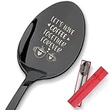 PZJIEAN Let's Have Coffee Together Forever Black Engraved Stainless Steel Spoon Coffee Spoon Ice Cre