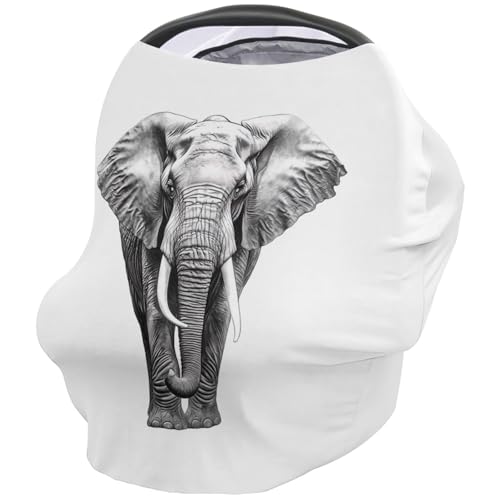 Nursing Cover for Breastfeeding Scarf, Elephant Animal Baby Car Covers Super Soft Multi Use for Canopy Shopping Cart Cover Blanket Stroller Cover