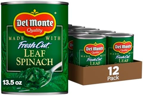 Del Monte Foods Canned Fresh Cut Leaf Spinach, 13.5 Ounce (Pack of 12), Green