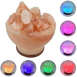 Lamparas De Sal Con Formas H HANSEL HOME Lámpara de Sal del Himalaya Usb Led Cambia de Color Continuo Totalmente Natural - Cuenco
