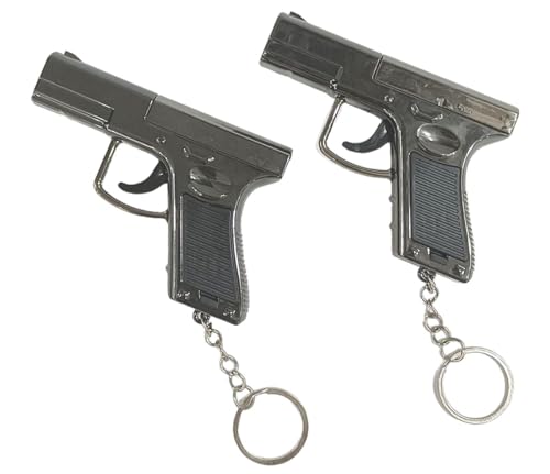 Image of Gun Shape Keychain, Keyring for Kids, Keychain For Bike Car, Gift Keyring For Boys & Kids, Gun Laser Light Torch With Different Shape Led Light & Hook 1pcs