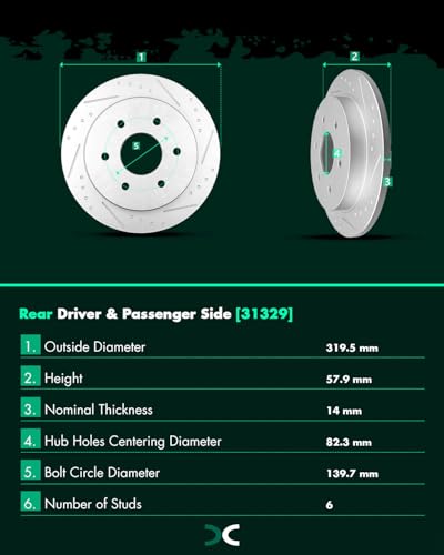 Image of SCITOO Rear 12.58 inch Brake Pads and Rotors Kits:31329;D1041-7945