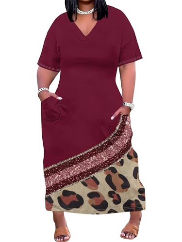 Image of SUZONANA Plus Size Dresses for Curvy Women African Print American Dress Summer Outfits Casual Loose with Pocket
