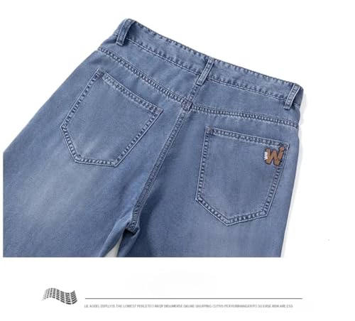 Men Lyocell Thin Jeans Soft Wide Trousers Straight Comfortable Loose Denim Pants Streetwear4