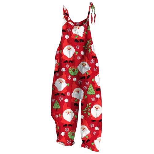 Mono de Navidad para mujer con estampado de muñeco de nieve y tirantes ajustables