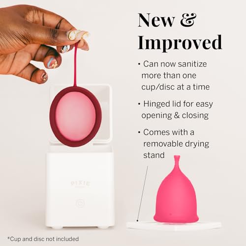 Image of Pixie Menstrual Cup Steam Cleaner - Wash Your Cup + Kill 99.9% of Germs with Cleanser Steam for Feminine Care - 3 Minutes and Your Period Cup is Sterile! Automatic Shut Off - FSA Eligible (White)