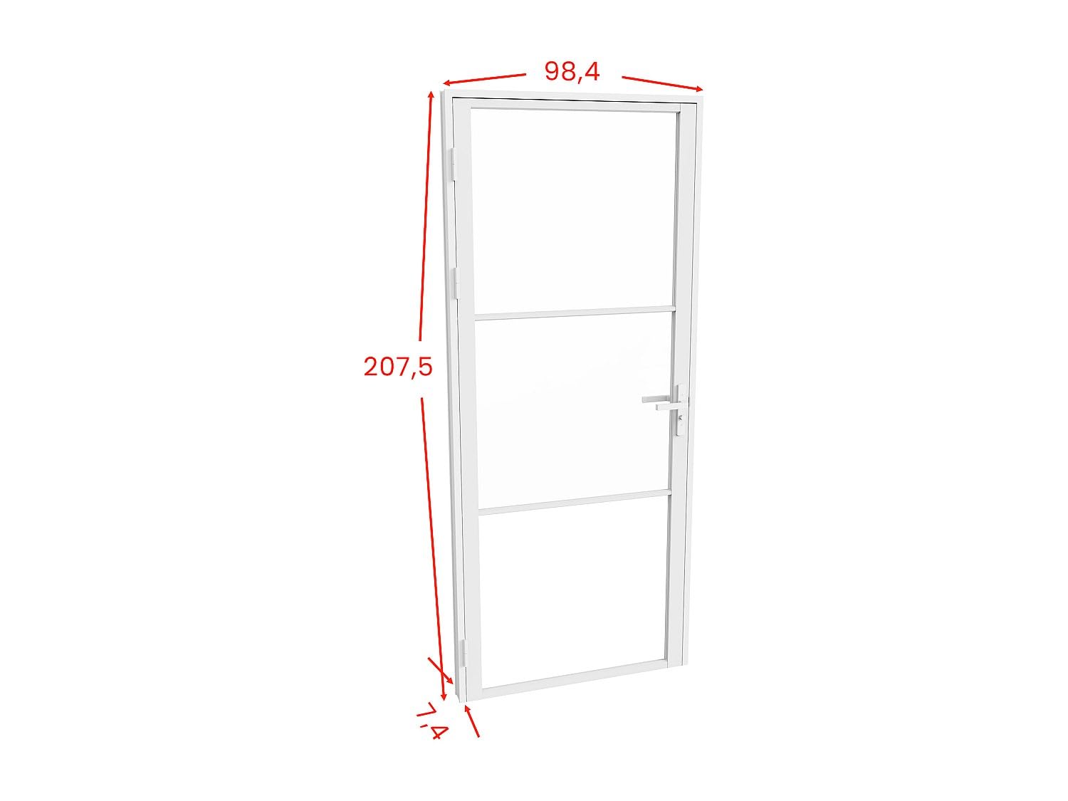 Vente-unique - Bloque de puerta reversible de aluminio y cristal templado – 204 x 93 cm – Blanco – Maseru