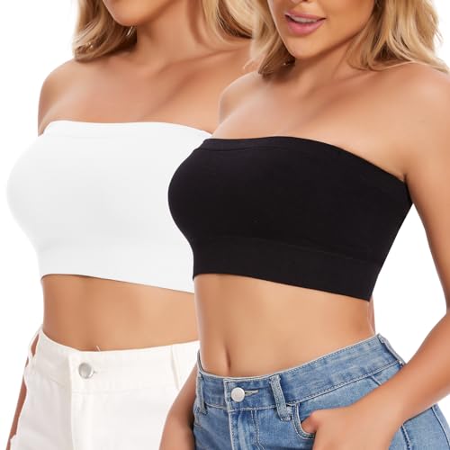 Image of JOYSHAPER Strapless Bras for Women Seamless Padded Bandeau Bra Wireless Tube Top Bralette Comfort Tube Bra
