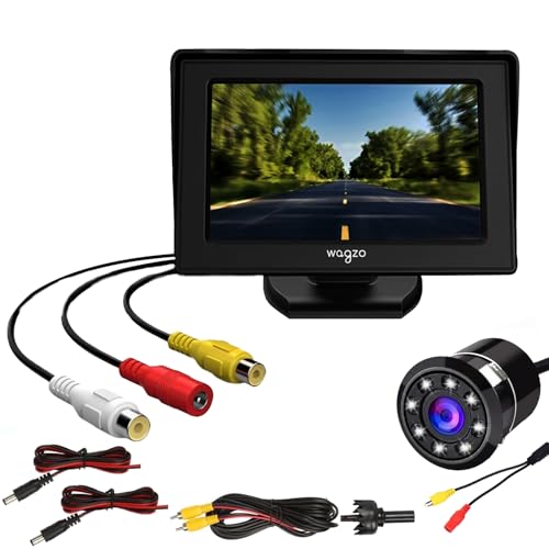 Image of Wagzo 12V, 4.3 Inch Dashboard TFT LCD Car Display Screen with 8 LED Reverse Parking Camera for Car View HD Car Camera, Universal for All Car