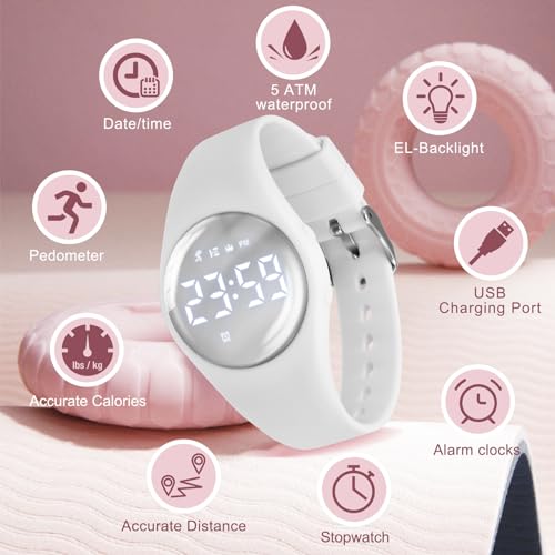 Image of Kids Watches for Girls Boys Digital Sport Watch with Step Counter Pedometer Vibration Alarm Clock, No App Waterproof Fitness Tracker Kids Watch Boys Girls Teens Students Ages 5-16