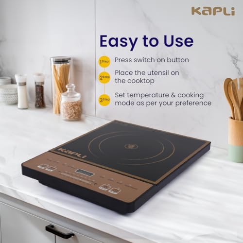 Image of Kapli Infrared Cooktop | 2500 W Radiant Cooktop Touch Panel | PC Body Infrared Cooktop Compatible With All Utensils
