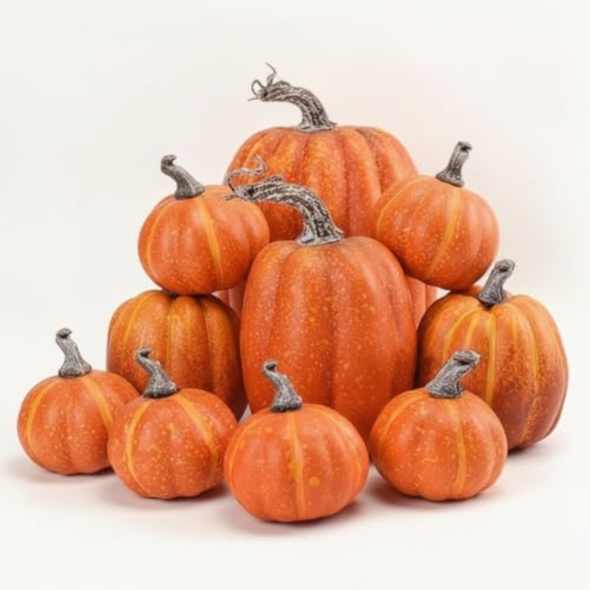 7 Pieces Glitter Stem Foam Pumpkin Decorative Artificial Pumpkins