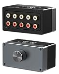 Cubilux AS-R4 4-Way Bidirectional RCA Switch, Passive 4-Channel Stereo RCA Speaker Selector Box, 1-Input to 4-Output/4-Input to 1-Output RCA Audio Switcher