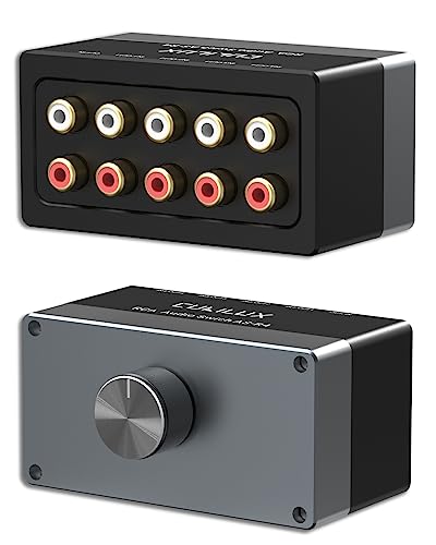 Cubilux AS-R4 4-Way Bidirectional RCA Switch, Passive 4-Channel Stereo RCA Speaker Selector Box, 1-Input to 4-Output/4-Input to 1-Output RCA Audio Switcher
