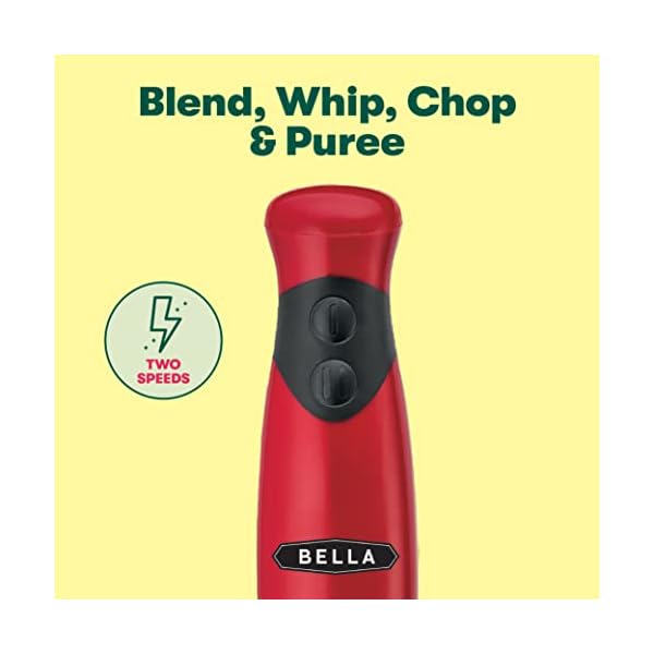 BELLA-Immersion-Hand-Blender-with-Whisk-Attachment-Quickly-Mixes-Sauces-Purees-Soups-Smoothies-Dips-BPA-Free-Easy-To-Clean-Stainless-SteelRed BELLA-Immersion-Hand-Blender-with-Whisk-Attachment-Quickly-Mixes-Sauces-Purees-Soups-Smoothies-Dips-BPA-Free-Easy-To-Clean-Stainless-SteelRed